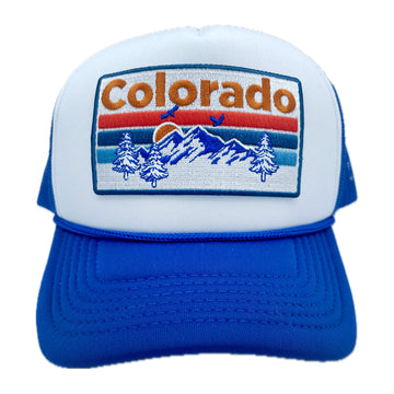Buy royal-blue-white Kid's Colorado Trucker Hat - Retro  Snapback Youth Hat