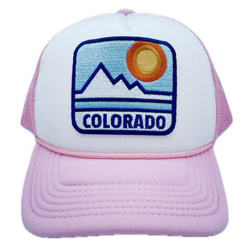 Buy pink-white Kid's Colorado Trucker Hat - Retro Snapback Youth Hat