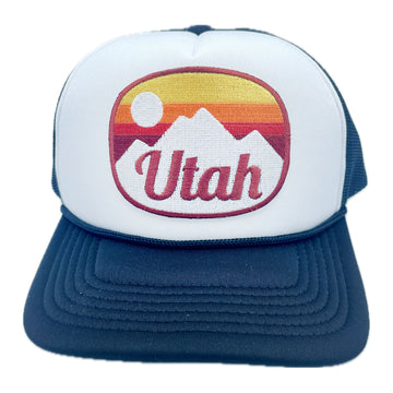 Kid's Utah Trucker Hat - Retro Mountain Snapback Youth Hat - 0