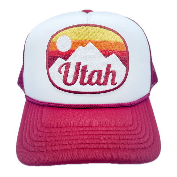 Kid's Utah Trucker Hat - Retro Mountain Snapback Youth Hat
