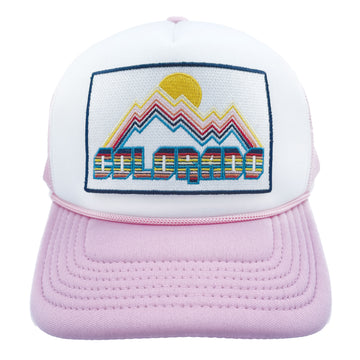Buy pink-white Kids' Colorado Trucker Hat - Retro Snapback Youth Hat