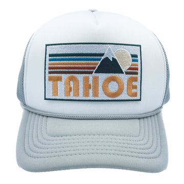 Buy gray-white Kids' Lake Tahoe, California Trucker Hat - Retro Mountain Snapback Youth Hat