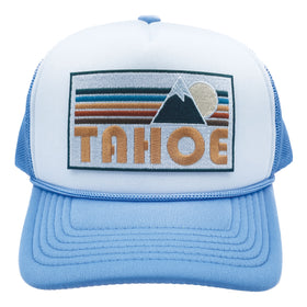 Buy light-blue-white Kids' Lake Tahoe, California Trucker Hat - Retro Mountain Snapback Youth Hat