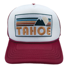Buy maroon-white Kids' Lake Tahoe, California Trucker Hat - Retro Mountain Snapback Youth Hat