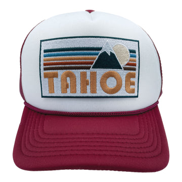 Buy maroon-white Kids' Lake Tahoe, California Trucker Hat - Retro Mountain Snapback Youth Hat