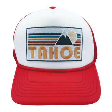 Buy red-white Kids' Lake Tahoe, California Trucker Hat - Retro Mountain Snapback Youth Hat