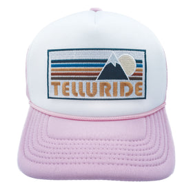 Buy pink-white Kids' Telluride, Colorado Trucker Hat - Retro Mountain Snapback Youth Hat