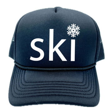 Kid's Ski Snowflake - Retro Snapback Trucker Youth Hat - 0