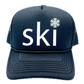 Kid's Ski Snowflake (Ages 2-12) - Retro Snapback Trucker Youth Hat / Kid's Hat