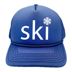 Kid's Ski Snowflake (Ages 2-12) - Retro Snapback Trucker Youth Hat / Kid's Hat