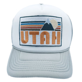 Buy gray-white Kids' Utah Trucker Hat - Retro Mountain Snapback Youth Hat