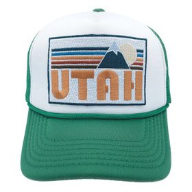 Buy kelly-green-white Kids' Utah Trucker Hat - Retro Mountain Snapback Youth Hat