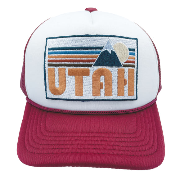 Kids' Utah Trucker Hat - Retro Mountain Snapback Youth Hat