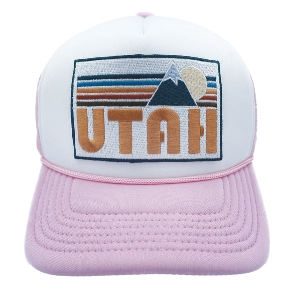 Kids' Utah Trucker Hat - Retro Mountain Snapback Youth Hat