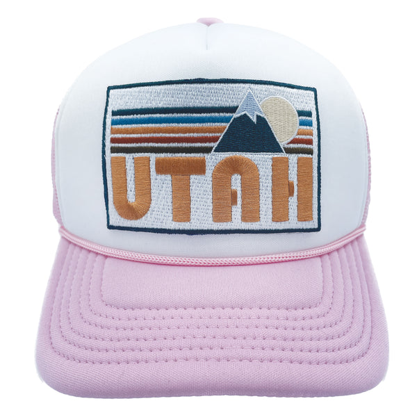 Kid's Utah Hat (Ages 2-12) - Retro Mountain Utah Snapback Trucker Youth Hat / Kid's Hat