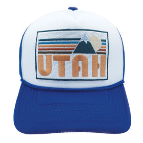 Buy royal-blue-white Kids' Utah Trucker Hat - Retro Mountain Snapback Youth Hat