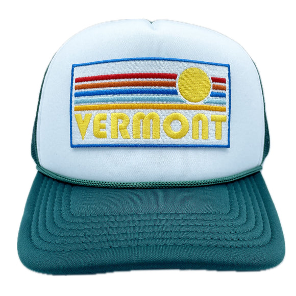 Kid's Vermont Trucker Hat - Retro Sun  Snapback Trucker Youth Hat