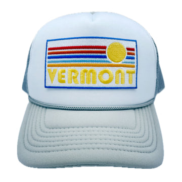 Buy gray-white Kid's Vermont Trucker Hat - Retro Sun  Snapback Trucker Youth Hat