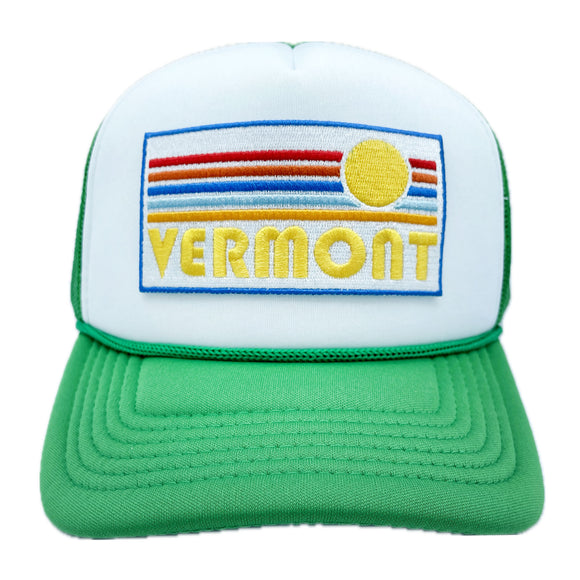 Kid's Vermont Trucker Hat - Retro Sun  Snapback Trucker Youth Hat