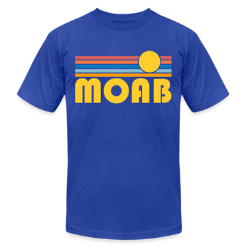Moab, Utah T-Shirt - Retro Sunrise Unisex Moab T Shirt - royal blue