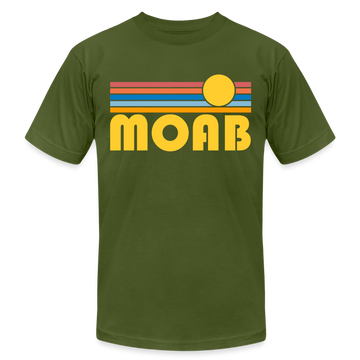 Moab, Utah T-Shirt - Retro Sunrise Unisex Moab T Shirt - olive