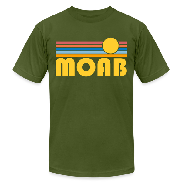 Moab, Utah T-Shirt - Retro Sunrise Unisex Moab T Shirt - olive