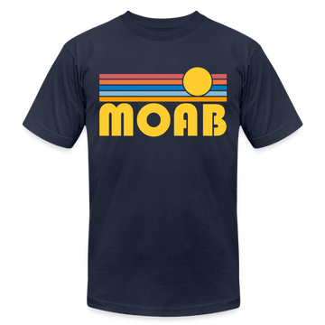 Moab, Utah T-Shirt - Retro Sunrise Unisex Moab T Shirt - navy