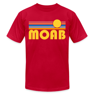 Moab, Utah T-Shirt - Retro Sunrise Unisex Moab T Shirt - red