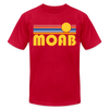 Moab, Utah T-Shirt - Retro Sunrise Unisex Moab T Shirt - red