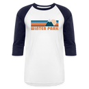 Winter Park, Colorado Baseball T-Shirt - Retro Mountain Unisex Winter Park Raglan T Shirt - white/navy