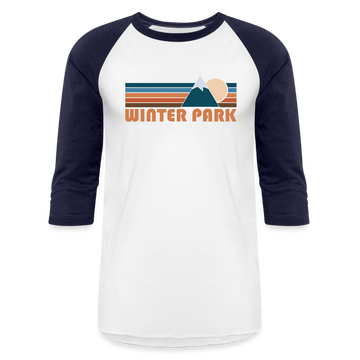 Winter Park, Colorado Baseball T-Shirt - Retro Mountain Unisex Winter Park Raglan T Shirt - white/navy