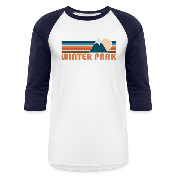 Winter Park, Colorado Baseball T-Shirt - Retro Mountain Unisex Winter Park Raglan T Shirt - white/navy