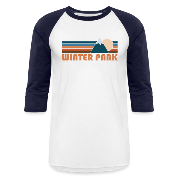Winter Park, Colorado Baseball T-Shirt - Retro Mountain Unisex Winter Park Raglan T Shirt - white/navy