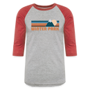 Winter Park, Colorado Baseball T-Shirt - Retro Mountain Unisex Winter Park Raglan T Shirt - heather gray/red