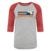Winter Park, Colorado Baseball T-Shirt - Retro Mountain Unisex Winter Park Raglan T Shirt - heather gray/red
