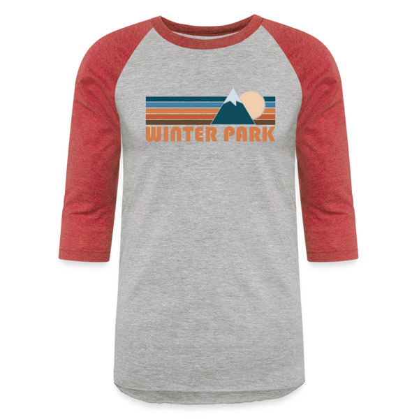 Winter Park, Colorado Baseball T-Shirt - Retro Mountain Unisex Winter Park Raglan T Shirt - heather gray/red
