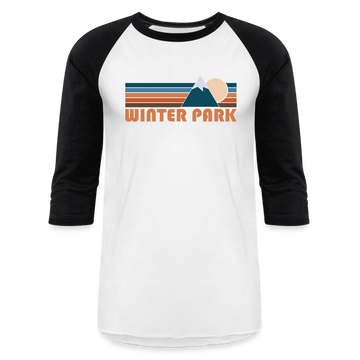 Winter Park, Colorado Baseball T-Shirt - Retro Mountain Unisex Winter Park Raglan T Shirt - white/black