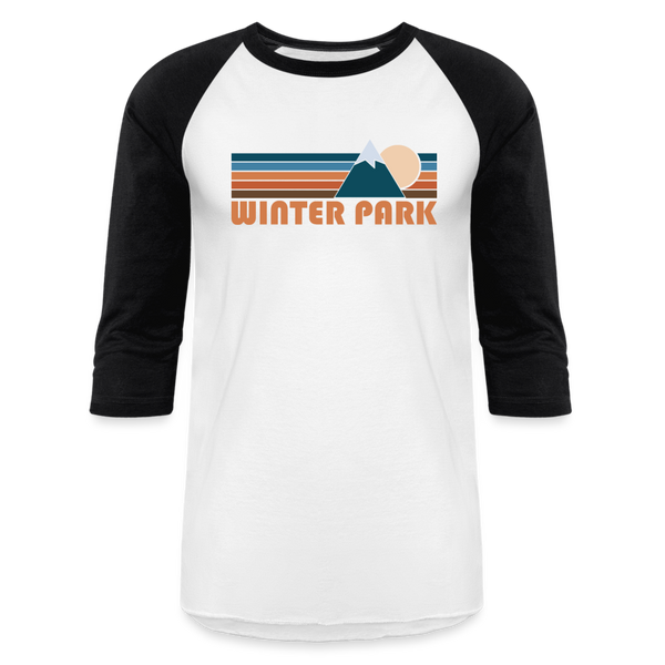 Winter Park, Colorado Baseball T-Shirt - Retro Mountain Unisex Winter Park Raglan T Shirt - white/black