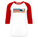 Winter Park, Colorado Baseball T-Shirt - Retro Mountain Unisex Winter Park Raglan T Shirt - white/red