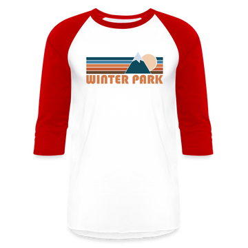 Winter Park, Colorado Baseball T-Shirt - Retro Mountain Unisex Winter Park Raglan T Shirt - white/red