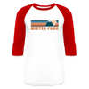 Winter Park, Colorado Baseball T-Shirt - Retro Mountain Unisex Winter Park Raglan T Shirt - white/red