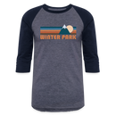 Winter Park, Colorado Baseball T-Shirt - Retro Mountain Unisex Winter Park Raglan T Shirt - heather blue/navy