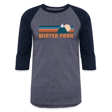 Winter Park, Colorado Baseball T-Shirt - Retro Mountain Unisex Winter Park Raglan T Shirt - heather blue/navy