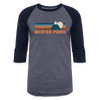 Winter Park, Colorado Baseball T-Shirt - Retro Mountain Unisex Winter Park Raglan T Shirt - heather blue/navy