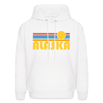 Alaska Hoodie - Retro Sunrise Alaska Crewneck Hooded Sweatshirt - white