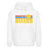 Alaska Hoodie - Retro Sunrise Alaska Crewneck Hooded Sweatshirt - white