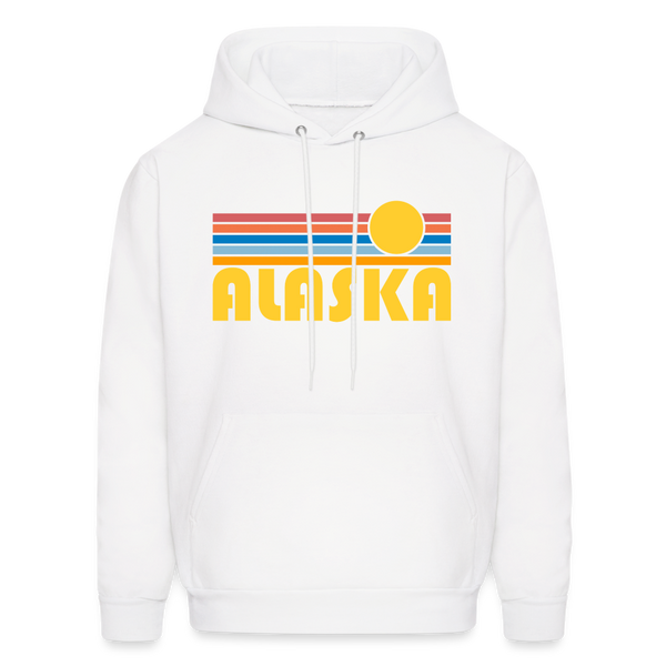 Alaska Hoodie - Retro Sunrise Alaska Crewneck Hooded Sweatshirt - white