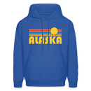 Alaska Hoodie - Retro Sunrise Alaska Crewneck Hooded Sweatshirt - royal blue