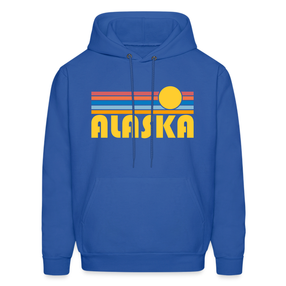 Alaska Hoodie - Retro Sunrise Alaska Crewneck Hooded Sweatshirt - royal blue