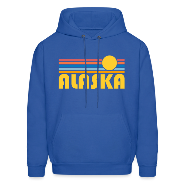Alaska Hoodie - Retro Sunrise Alaska Crewneck Hooded Sweatshirt - royal blue